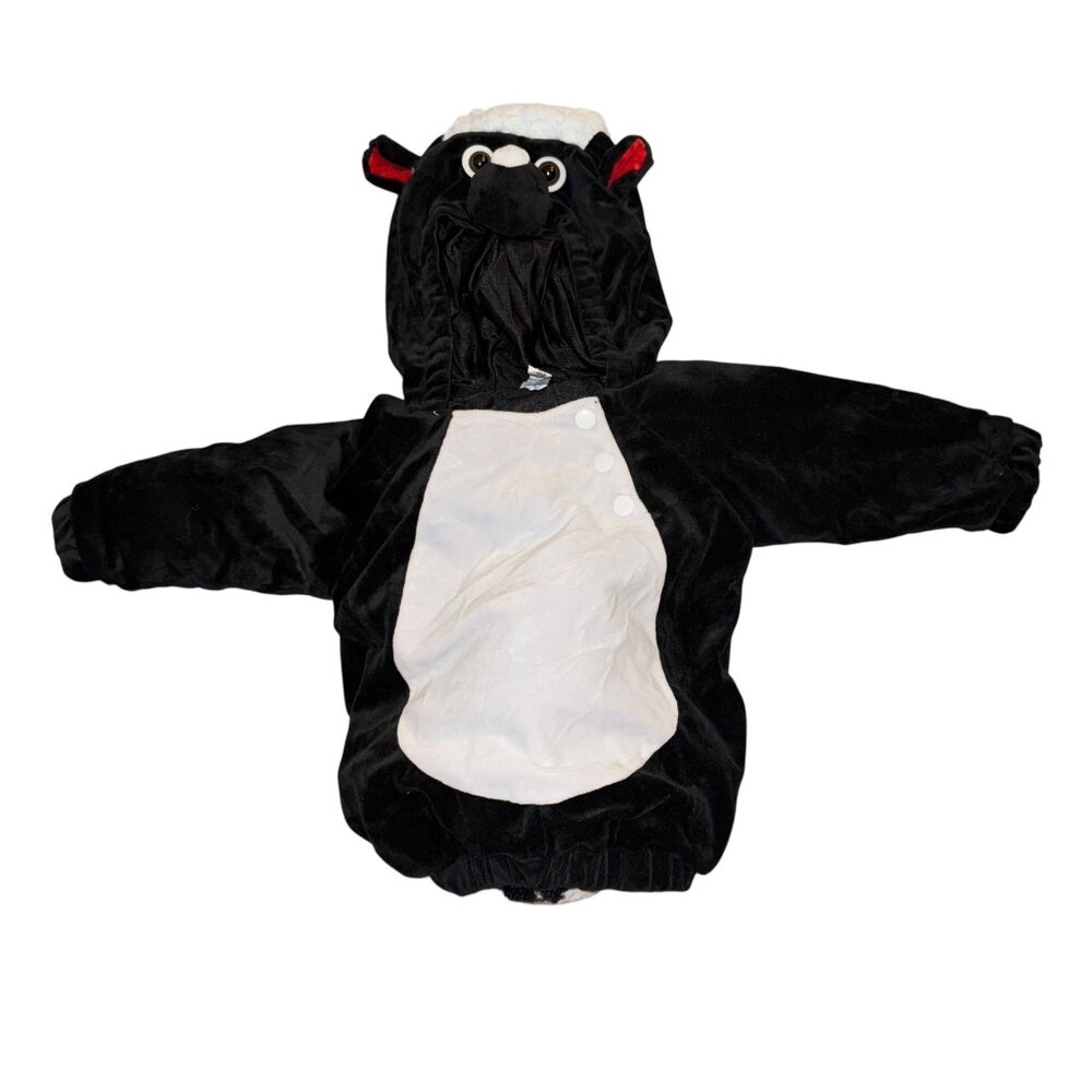 Baby Skunk Costume Unisex Boys Girls 12-18 Months Black White Faux Fur Tail